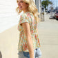 Be Charming Sage Floral Print Elastic Neck Ribbon Bow Tie Top