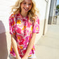 Perfectly You Fuchsia Big Floral Frill Neck Back Button Blouse