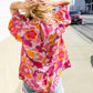Perfectly You Fuchsia Big Floral Frill Neck Back Button Blouse