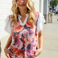 You Got This Floral Hacci TwoFer Short Ruffle Sleeve Blouse