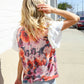You Got This Floral Hacci TwoFer Short Ruffle Sleeve Blouse