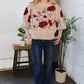 Scarlet Petals Bubble Sleeve Sweater