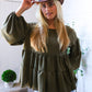 Take Me Home Olive Babydoll Oversized Blouse