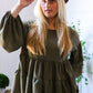 Take Me Home Olive Babydoll Oversized Blouse