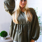 Take Me Home Olive Babydoll Oversized Blouse