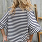 Casual Chic Cotton Navy & Cream Stripe Raglan 3/4 Sleeve Pullover