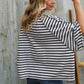 Casual Chic Cotton Navy & Cream Stripe Raglan 3/4 Sleeve Pullover