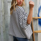 Casual Chic Cotton Navy & Cream Stripe Raglan 3/4 Sleeve Pullover