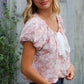 Feeling Femme' Blush Scoop Neck Floral Top w/Bow