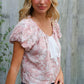 Feeling Femme' Blush Scoop Neck Floral Top w/Bow