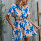 Feeling Bold Turquoise Floral Smocked Waist Flutter Sleeve Romper