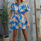 Feeling Bold Turquoise Floral Smocked Waist Flutter Sleeve Romper