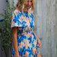 Feeling Bold Turquoise Floral Smocked Waist Flutter Sleeve Romper