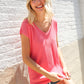Summer Vibes Coral Relaxed Fit Jacquard Knitted Top