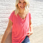 Summer Vibes Coral Relaxed Fit Jacquard Knitted Top