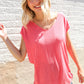 Summer Vibes Coral Relaxed Fit Jacquard Knitted Top