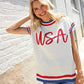 Holiday Ready Red/White & Blue USA Embroidery Dolman Top