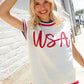 Holiday Ready Red/White & Blue USA Embroidery Dolman Top