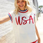 Holiday Ready Red/White & Blue USA Embroidery Dolman Top