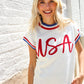 Holiday Ready Red/White & Blue USA Embroidery Dolman Top