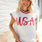 Holiday Ready Red/White & Blue USA Embroidery Dolman Top