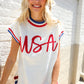 Holiday Ready Red/White & Blue USA Embroidery Dolman Top
