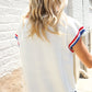 Holiday Ready Red/White & Blue USA Embroidery Dolman Top