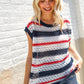 Feeling Festive Red White & Blue Striped Crochet Sweater Top