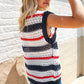 Feeling Festive Red White & Blue Striped Crochet Sweater Top