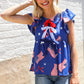 American Flag Blue & Red Stars & Bow Print Woven Top