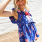American Flag Blue & Red Stars & Bow Print Woven Top