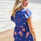 American Flag Blue & Red Stars & Bow Print Woven Top