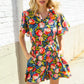 Sunny Days Floral Print Smocked Waist Back Neck Button Romper