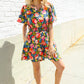 Sunny Days Floral Print Smocked Waist Back Neck Button Romper