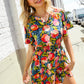 Sunny Days Floral Print Smocked Waist Back Neck Button Romper