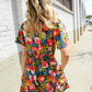 Sunny Days Floral Print Smocked Waist Back Neck Button Romper