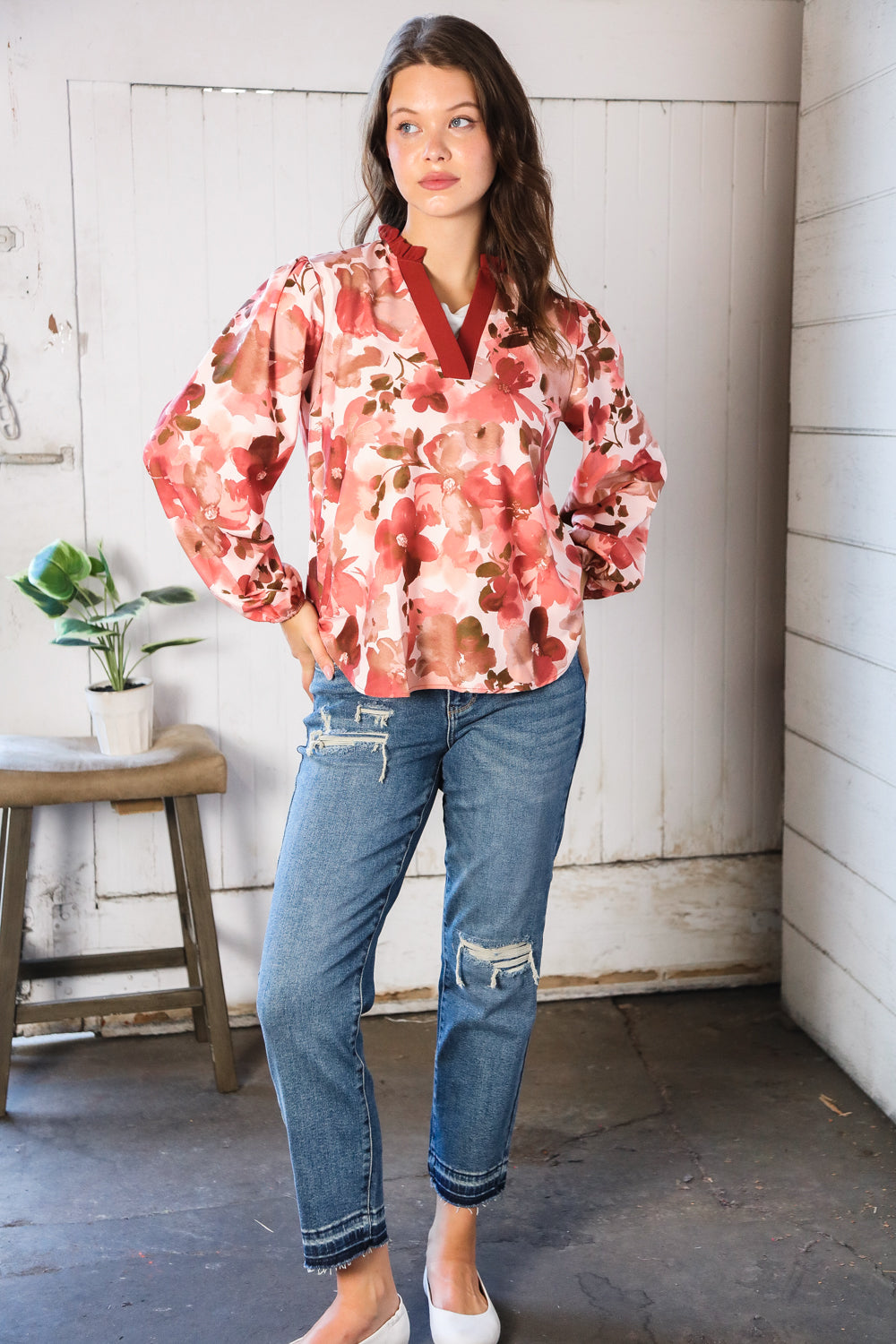 On Blossom Lane Floral Blouse