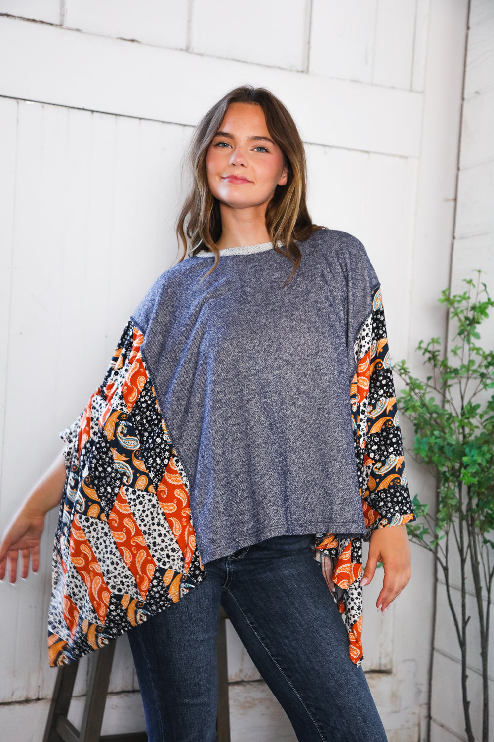In A Paisley Daydream French Terry Poncho Top