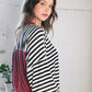 A Stripe Story Wine Crew Neck Pullover