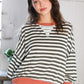 A Stripe Story Rust Crew Neck Pullover