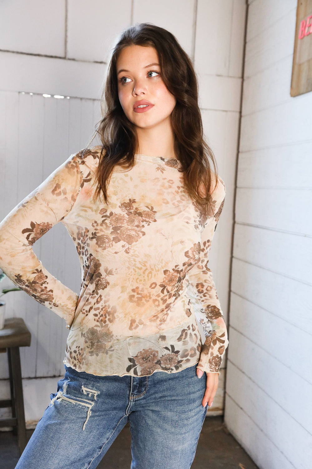 Whispering Wildflowers Semi Sheer Top