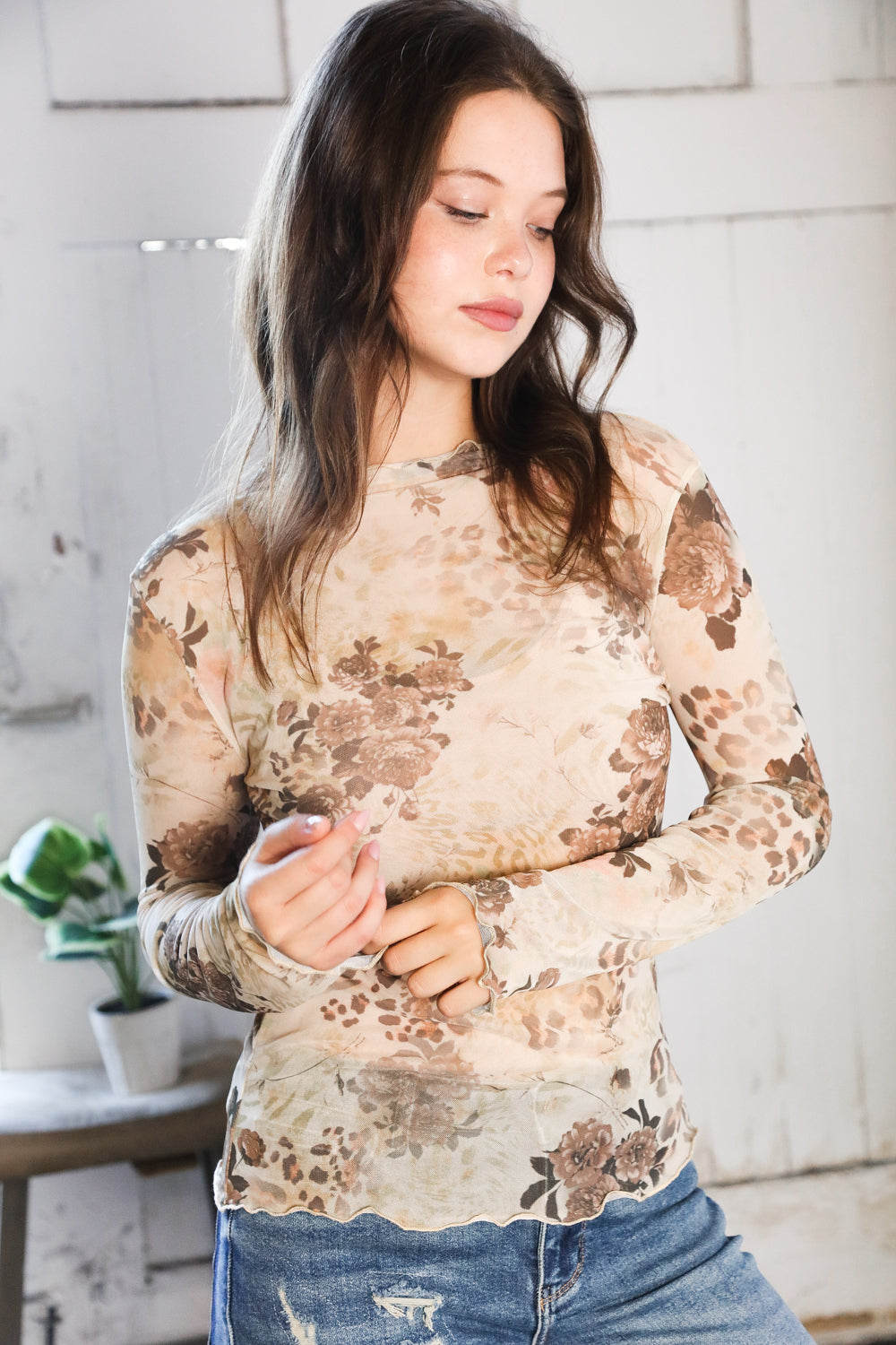 Whispering Wildflowers Semi Sheer Top