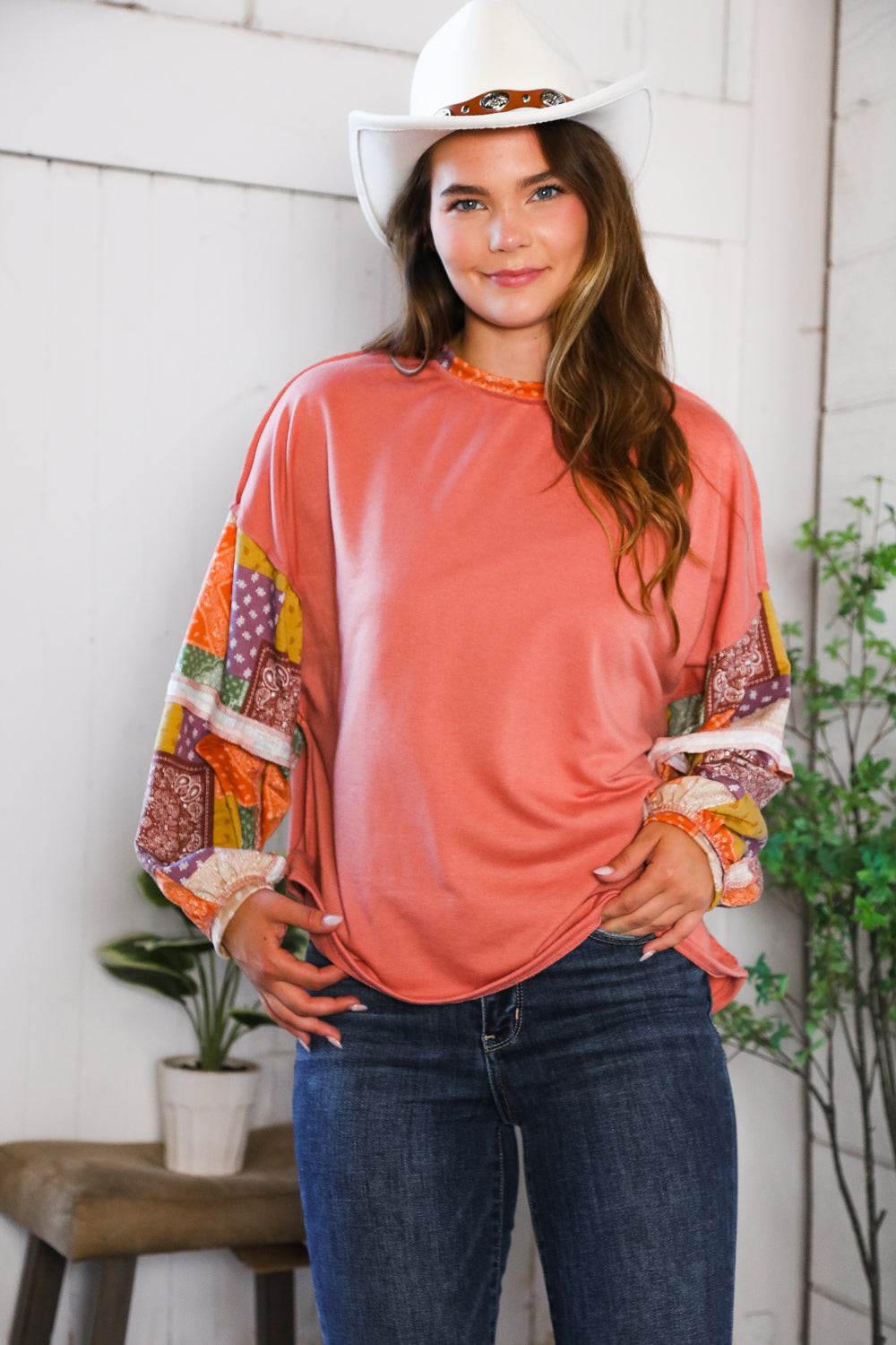 Wanderlust Patchwork Long Sleeve Top