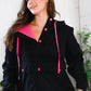 Glow Up Pink and Black Hooded Jacket