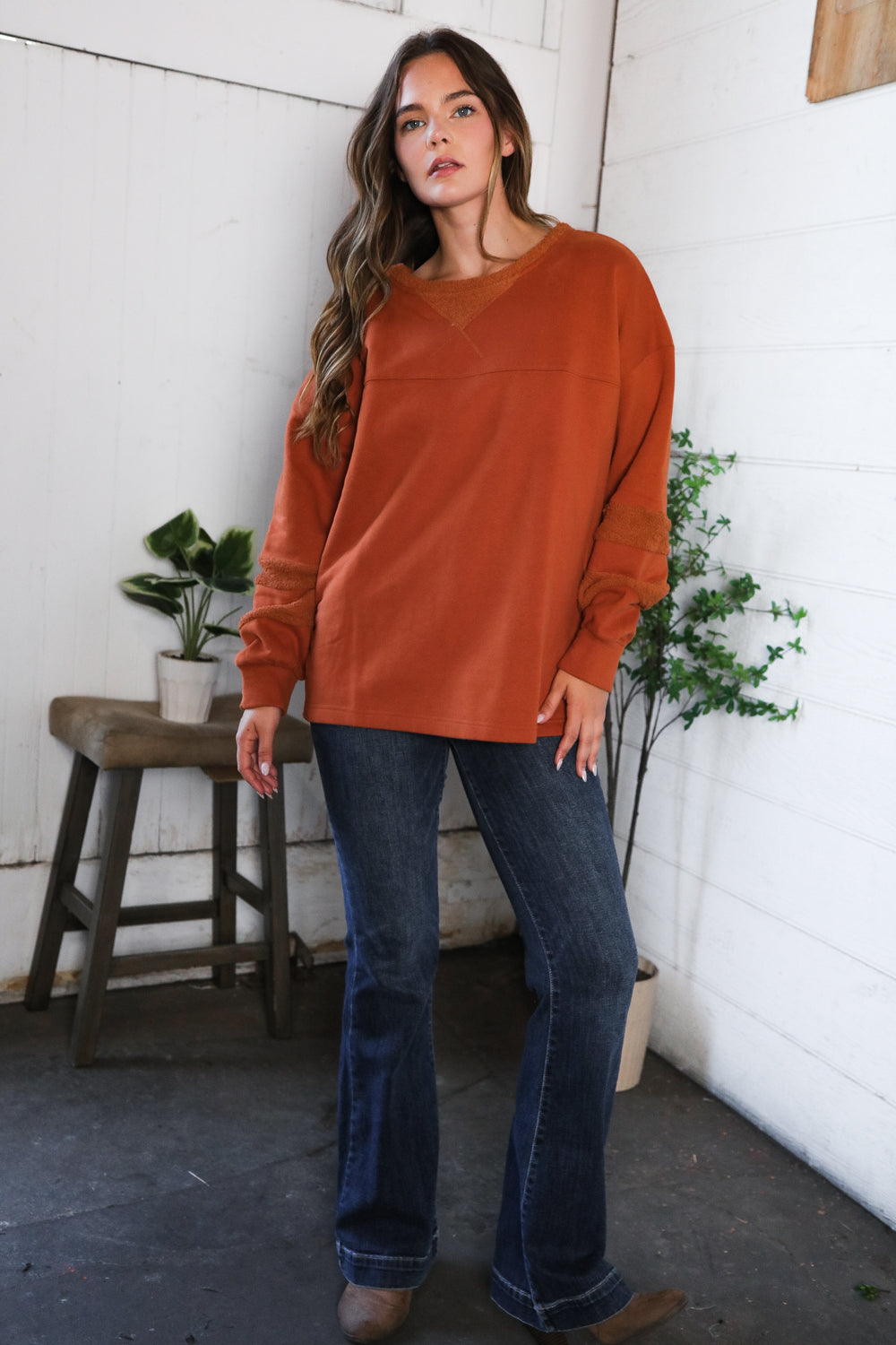 Falling Leaves Rust Pullover