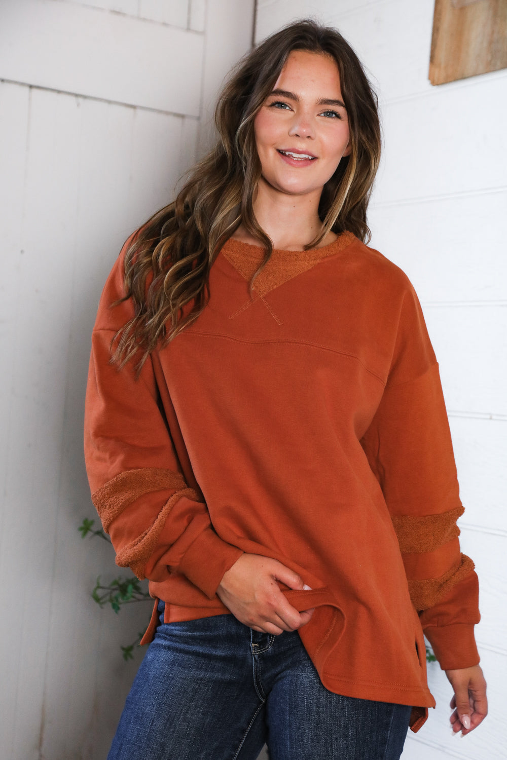 Falling Leaves Rust Pullover