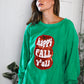 'Happy Fall Y'all' Kelly Green Sweater