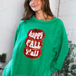 'Happy Fall Y'all' Kelly Green Sweater
