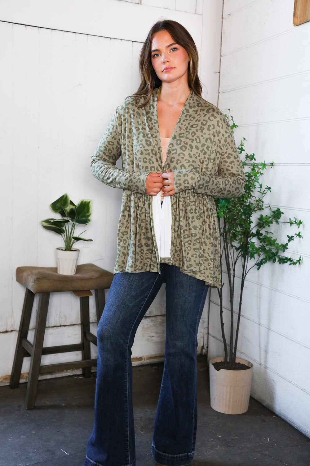 Prowl Around Peplum Open Cardigan