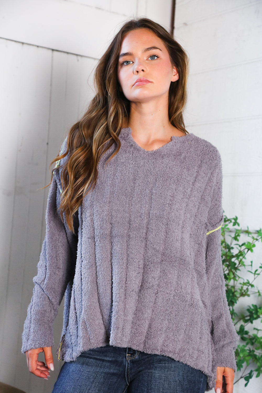 Snuggle Me Charcoal Thick Ribbed Sweater